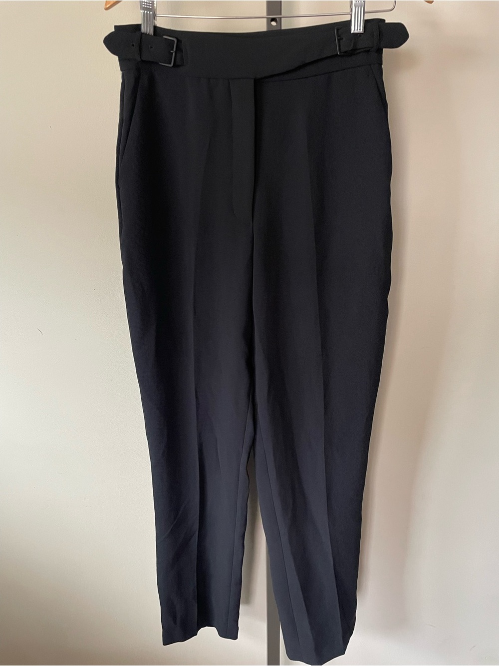 NEW Wilfred Anna Trouser Pant Double Buckle Belted High Rise Black Size 10 - Picture 2 of 9